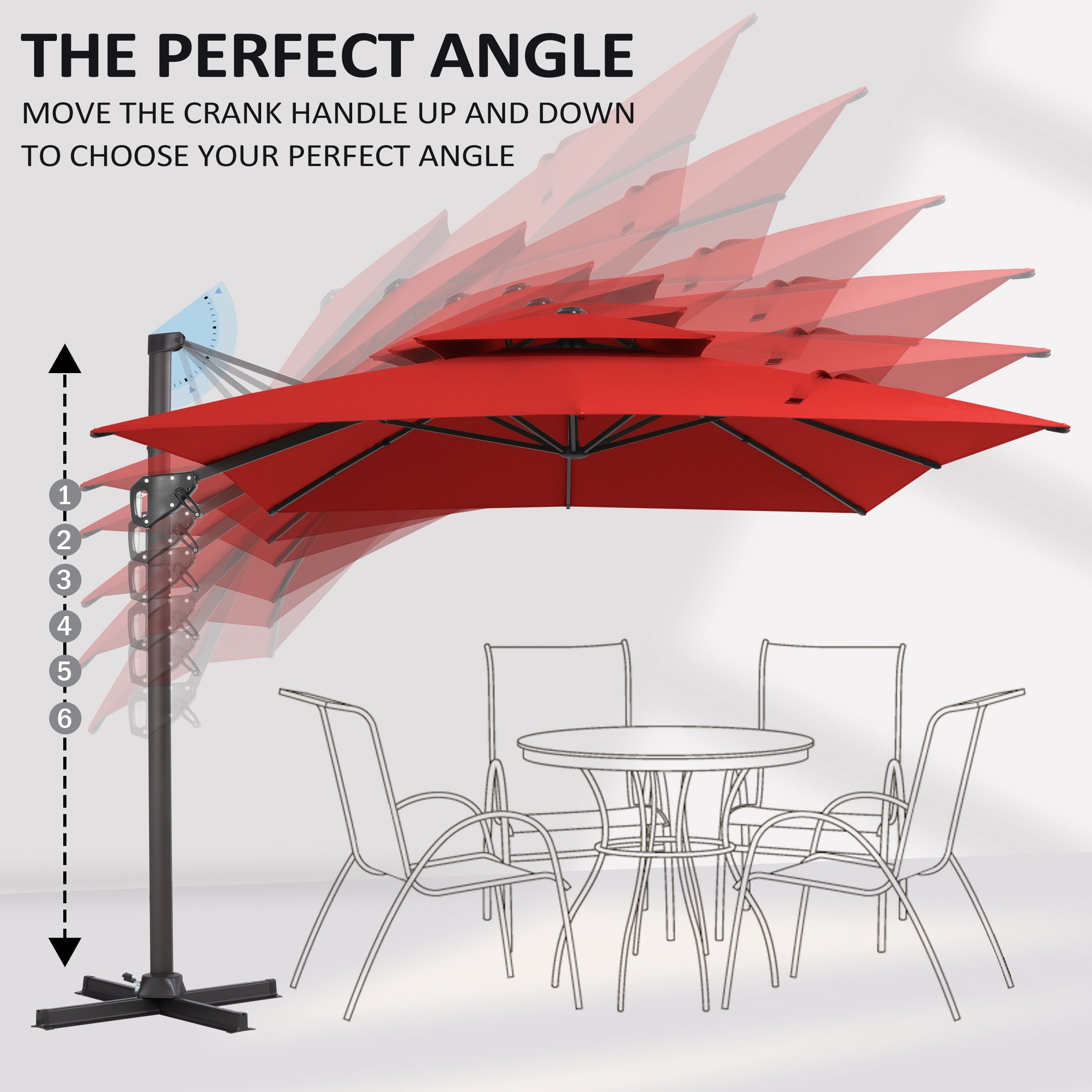 Pellebant 9' X 11' Patio Umbrella Outdoor Rectangle Umbrella Large Cantilever Umbrella Windproof Offset Heavy Duty Sun for Garden Deck Pool Patio
