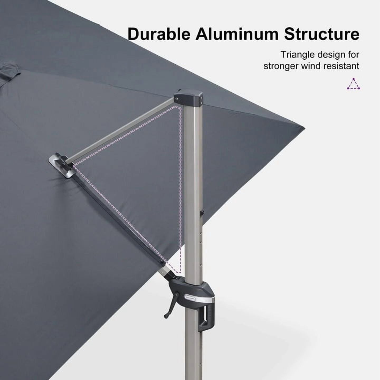 PURPLE LEAF Patio Umbrella with Base Included, 10ft Outdoor Aluminum Cantilever Umbrella with 360° Rotation, Aluminum Large Offset Umbrella for Outdoor Garden Pool, Beige