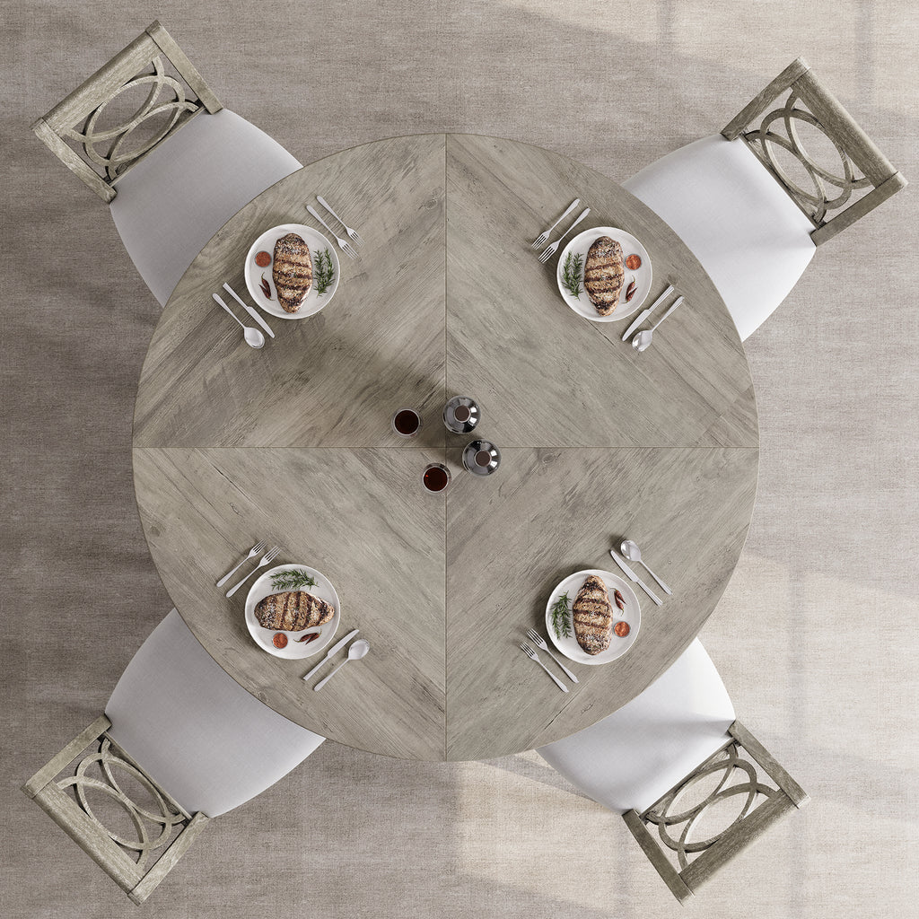 M optimized 47-Inch Round Dining Table, Wooden Kitchen Table for 4, Farmhouse Dinner Table with Wooden Top and Legs for Home Dining Room Living Room (Only Table)