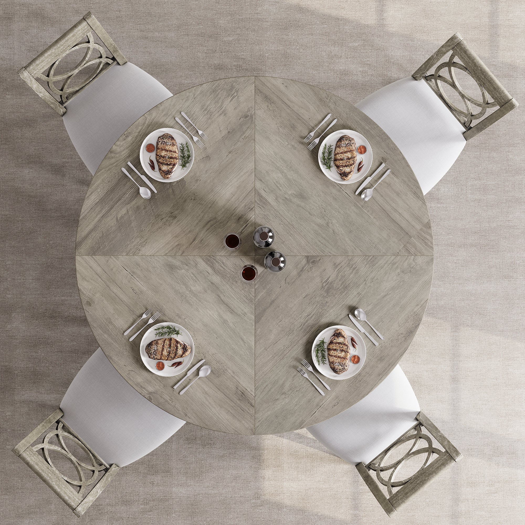 M optimized 47-Inch Round Dining Table, Wooden Kitchen Table for 4, Farmhouse Dinner Table with Wooden Top and Legs for Home Dining Room Living Room (Only Table)