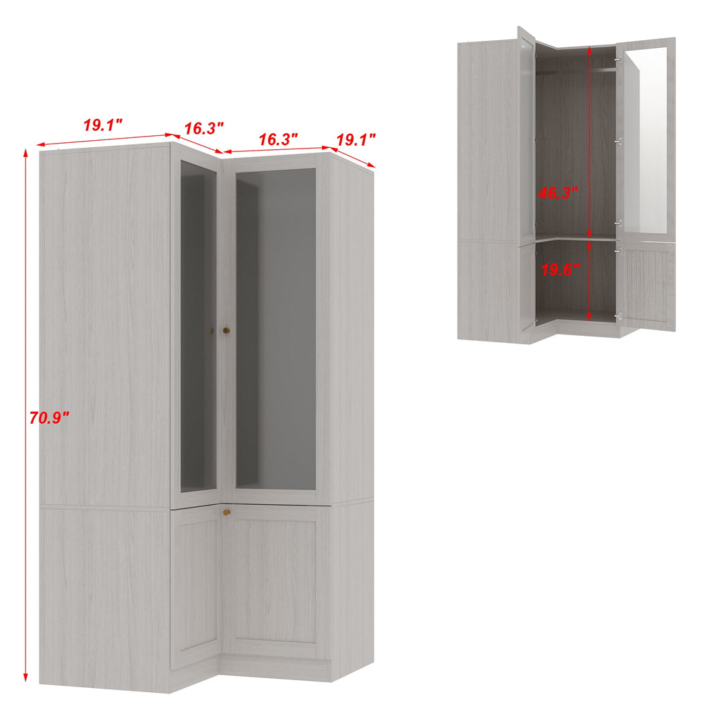 OxyLife 2 Door Wardrobe Armoire, White Closet Storage Organizer with Drawers and Shelves