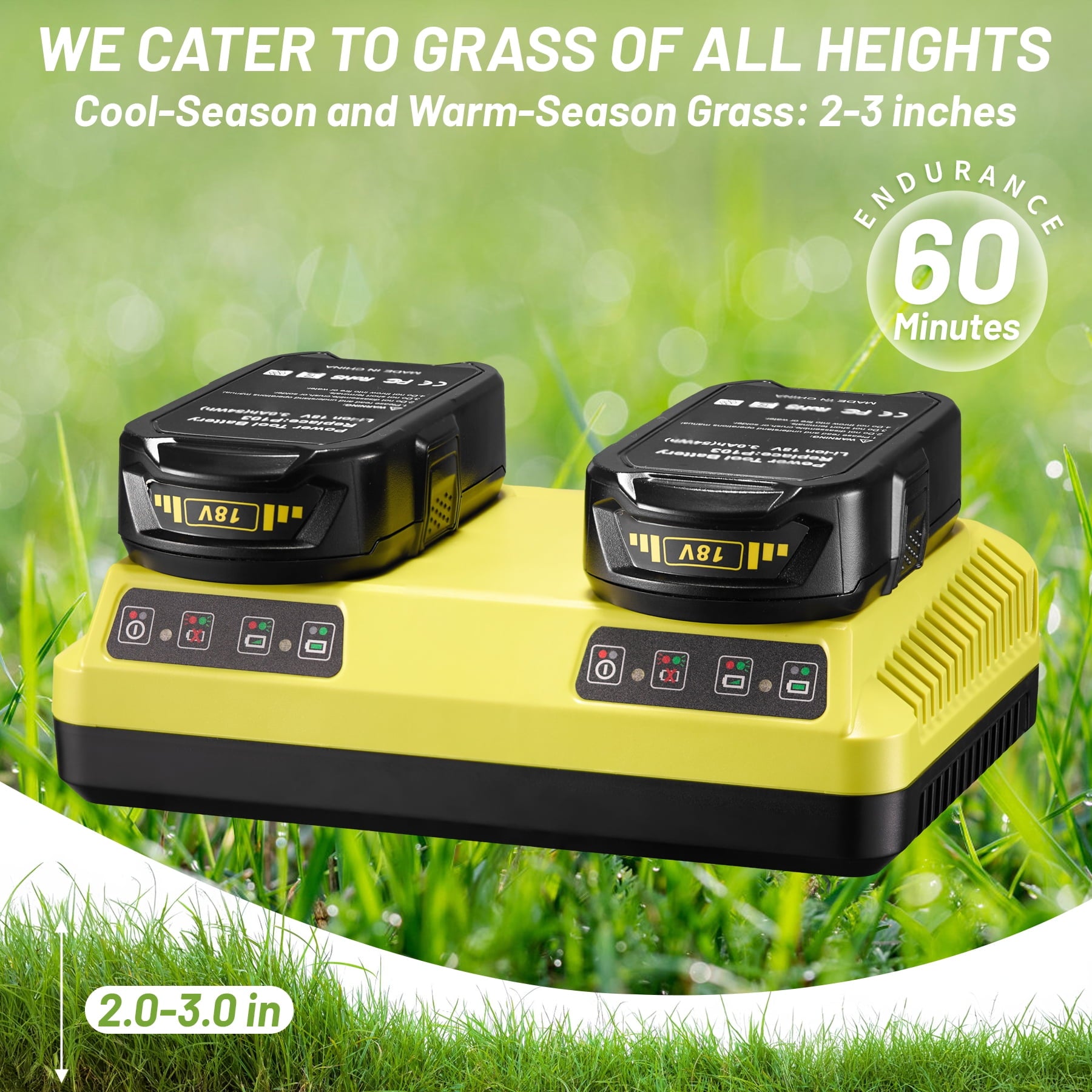 Remote Control Lawn Mower ZIPmow A106-RC - Self-Propelled Cordless, 45 Degree Slope, 2-3 Inch Cut, 60Min Dual 3Ah Batteries